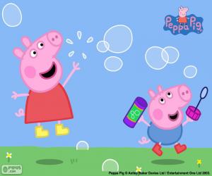 Puzle Peppa Pig a mýdlové bubliny