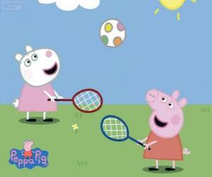 Puzle Peppa Pig hraje tenis