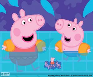 Puzle Peppa Pig jde plavání