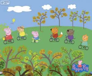 Puzle Peppa prase a její přátelé na kole