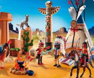 Puzle Playmobil indiánský tábor