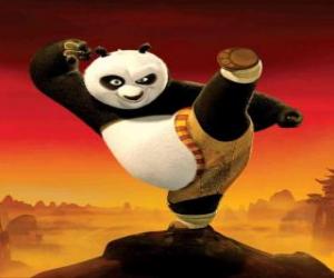 Puzle Po, obří panda fanoušek Kung Fu, výcvik, aby se stal mistrem bojovník