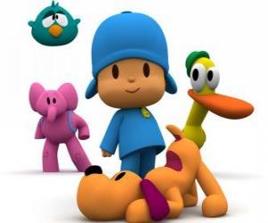 Puzle Pocoyo a jeho přátelé Pato, Elly, Loula a Sleepy Bird