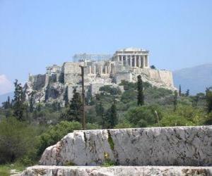 Puzle Pohled na chrámy řeckého města