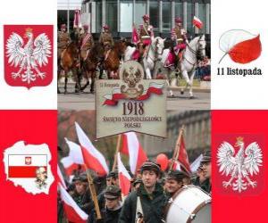 Puzle Polské národní svátek, 11. listopadu. Výročí nezávislosti Polska v roce 1918