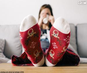 Puzle Ponožky s vánoční sob