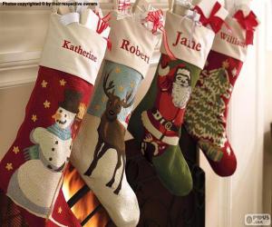 Puzle Ponožky s vánoční výzdobou