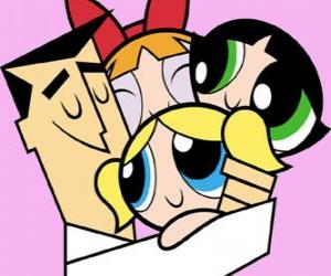 Puzle Powerpuff Girls do náruče profesor Utonium