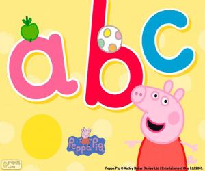 Puzle Prasátko Peppa a písmen abc