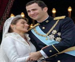 Puzle Princ Felipe a Letizia princezna na slavnostním tanec v milující postoj