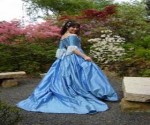 Puzle Princezna na procházku v zahradě paláce