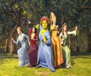 Puzle Princezny Popelka, Sněhurka, Fiona, Rapunzel a Šípková Růženka