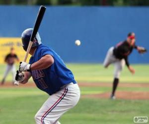 Puzle Profesionální hráč baseballu, těsto se pálka vztyčenou