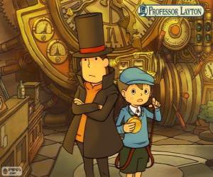 Puzle Profesor Layton a jeho pomocník Luke Triton, hlavní protagonisté tajemství a puzzle hry pro Nintendo