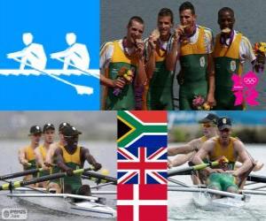 Puzle Pódium a lehké coxless čtyři muži, Jižní Afrika, Velká Británie a Dánsko - London 2012 - veslování