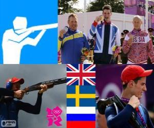 Puzle Pódium zastřelil dvojí mužského pit, Peter Robert Wilson (Velká Británie), Hakan Dahlby (Švédsko) a Vasilij Mosin (Rusko) - London 2012-