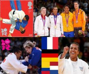 Puzle Pódium ženský Judo - 70 kg, Lucie Decosse (Francie), Kerstin Thiele (Německo) a Yuri Alvear (Kolumbie), Edith Bosch (Nizozemsko) - London 2012-