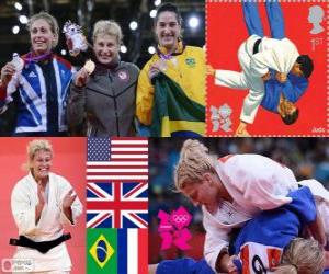 Puzle Pódium ženský Judo - 78 kg, Kaylo Harrison (Spojené státy), Gemma Gibbons (Velká Británie) a Mayra Aguiar (Brazílie), Audrey (Francie) - London 2012 - Tcheumeo