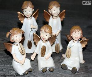 Puzle Pět vánoční andělé