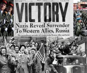Puzle Připomínat vítězství spojenců nad nacismem a ukončení druhé světové války. Den vítězství, 08.05.1945