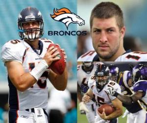 Puzle Quarterback Tim Tebow hrál fotbal v Broncos Denver.