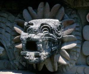 Puzle Quetzalcoatl, aztécký bůh života, opeřený had