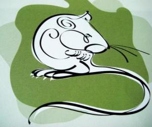 Puzle Rat, znamení krysy, roku krysy. První známkou z dvanácti zvířat Čínský horoskop