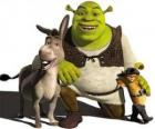 Shrek, zlobr se svými přáteli Osel a Kocour v botách