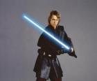 Mladý Anakin Skywalker s jeho světelný meč