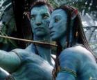 Na&#039;vi avatar Jake a  Neytiri připraven ke spuštění šipky