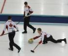 Curling je sport podobný přesnost mísy nebo bocce anglicky, hrál v kluziště.