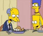 Charles Montgomery Burns pohled zmateně tři-prohlížel si ryby, které jim slouží k jídlu Marge a Bart