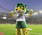 Zakumi maskotem Mistrovství světa 2010, krásné a přátelské leopard se zelenou vlasy