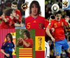 Carles Puyol (hlava Španělsko) španělského týmu obhajoby