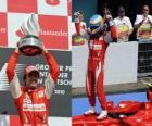 Fernando Alonso oslavuje své vítězství na Hockenheimu, německé Grand Prix (2010)