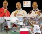 Piotr Malachowski šampión v hodu diskem, Piotr Malachowski a Róbert Fazekas (2. a 3.) z Mistrovství Evropy v atletice Barcelona 2010