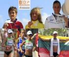 Balciunaite zivile Marathon šampion, Nailia Yulamanova a Anna Incerti (2. a 3.) z Mistrovství Evropy v atletice Barcelona 2010
