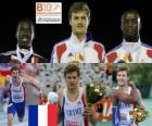 Christophe Lemaître 200 m šampion, Christian Malcolm a bojová Mbandjock (2. a 3.) z Mistrovství Evropy v atletice Barcelona 2010