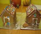 Sladké a krásné vánoční ozdoba, dva domy perníku