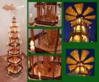 Vánoční pyramida je tradicí v Německu a Česká republika. Malé dřevěné kolotoče s vrtulí, který se otáčí díky teplu svíčky, ozdobené vánoční motivy