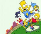 Simpson bratři s přáteli Milhouse a Nelson skákání na trampolíně