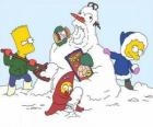 Bart, Lisa a Maggie, aby sněhuláka
