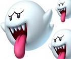 Boo od Super Mario Bros hry. Boos jsou spektrální stvoření s ostrými zuby a dlouhé jazyky
