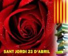 Dne 23. dubna, St George má den se slaví v Katalánsku, na festivalu knihy a růže