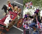 Britská královská svatba mezi Prince William a Kate Middleton, procházky v přepravě občanů acalamados