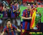 Leo Messi slaví 2010-2011 Ligy mistrů