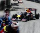 Sebastian Vettel slaví vítězství v Grand Prix Monaka (2011)
