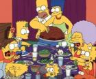 Simpson rodina na den díkuvzdání, kde rodiny se scházejí, aby jedli