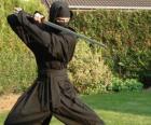 Ninja bojovníka a boj s katana