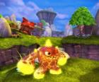 Skylander Eruptor, tvora, který vrhá ohnivé koule a plameny. Oheň Skylanders